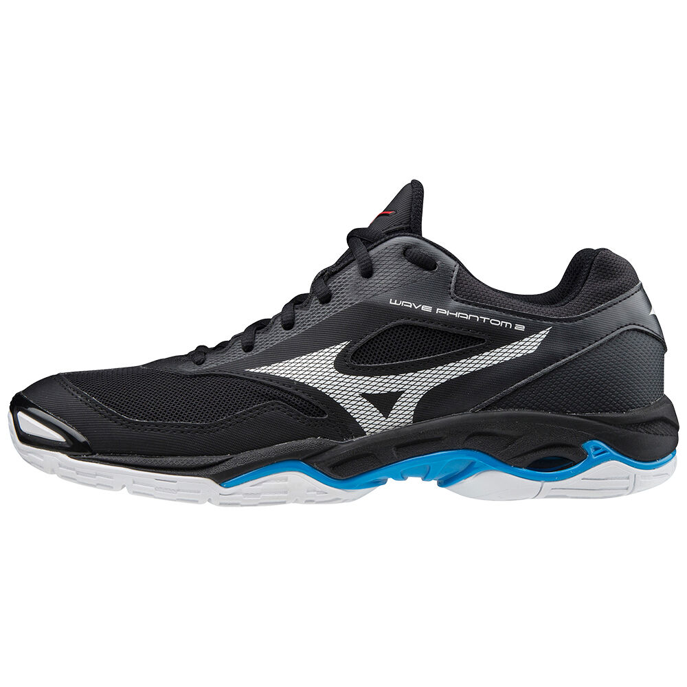 Mizuno Wave Phantom 2 Férfi Kézilabda Cipő Fekete/Fehér/Kék IYN129508